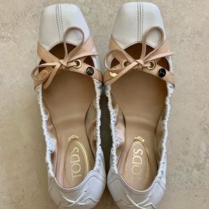 Tod’s Leather Square Toe Ballerina Flats Shoes - Size 6